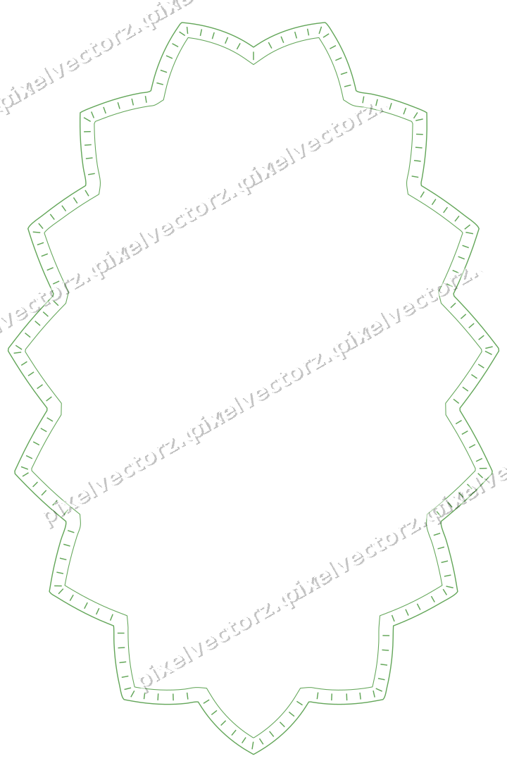 Decorative line art frame in lime and yellow with oval and zigzag edge
