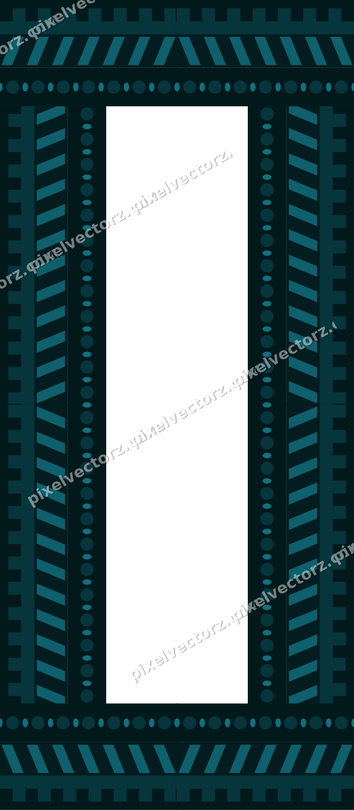 Decorative picture frame border in amber and dark teal with step band