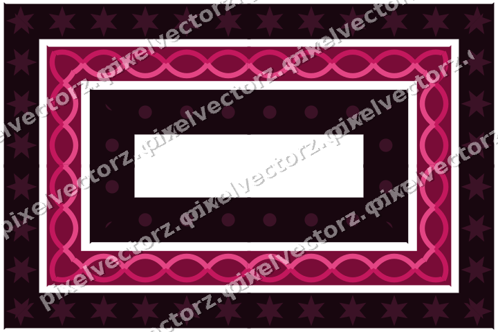 Decorative picture frame border in lime and pink with star band