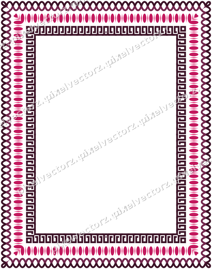 Decorative picture frame border in lime and pink with guilloche