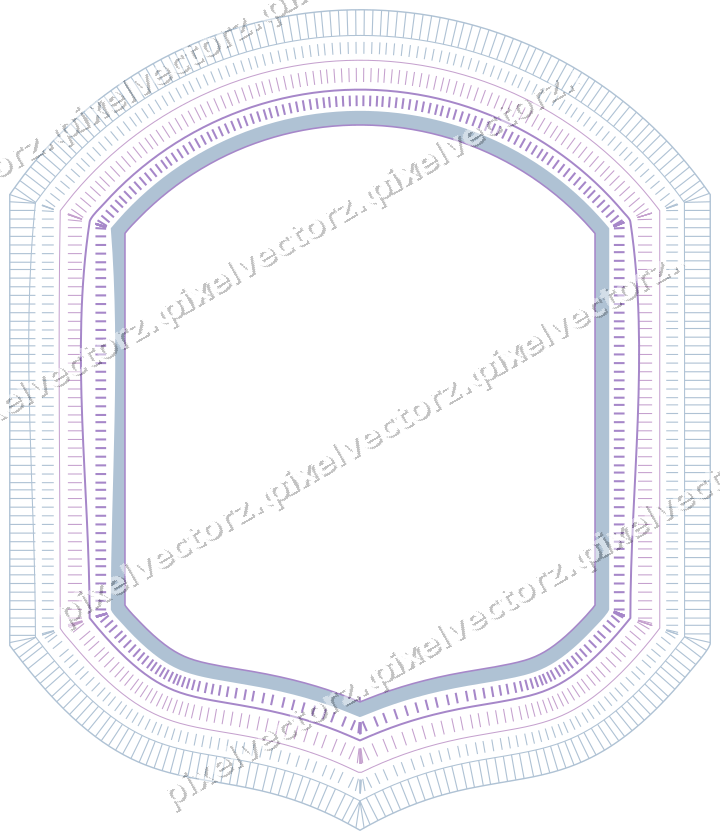 Decorative line art frame in purple and blue with label plaque