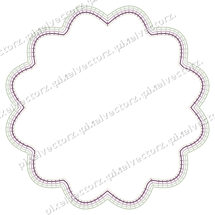 Decorative line art frame in dark magenta and lime with oval