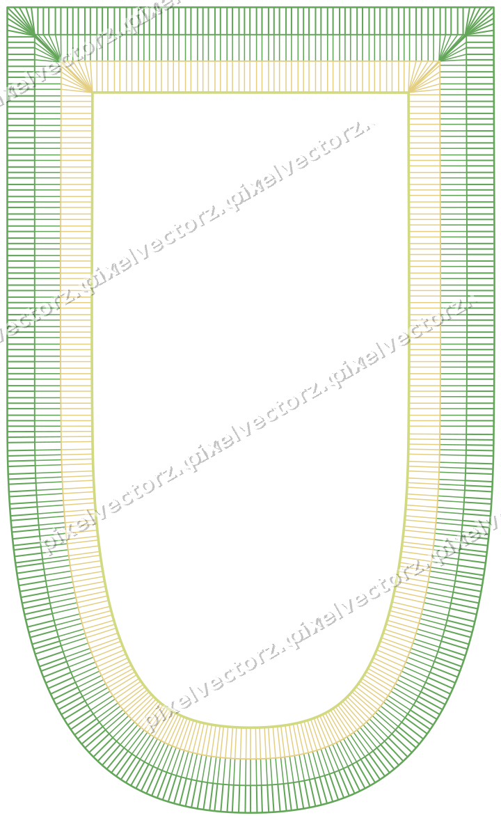 Decorative line art frame in lime and yellow with shield and hatching