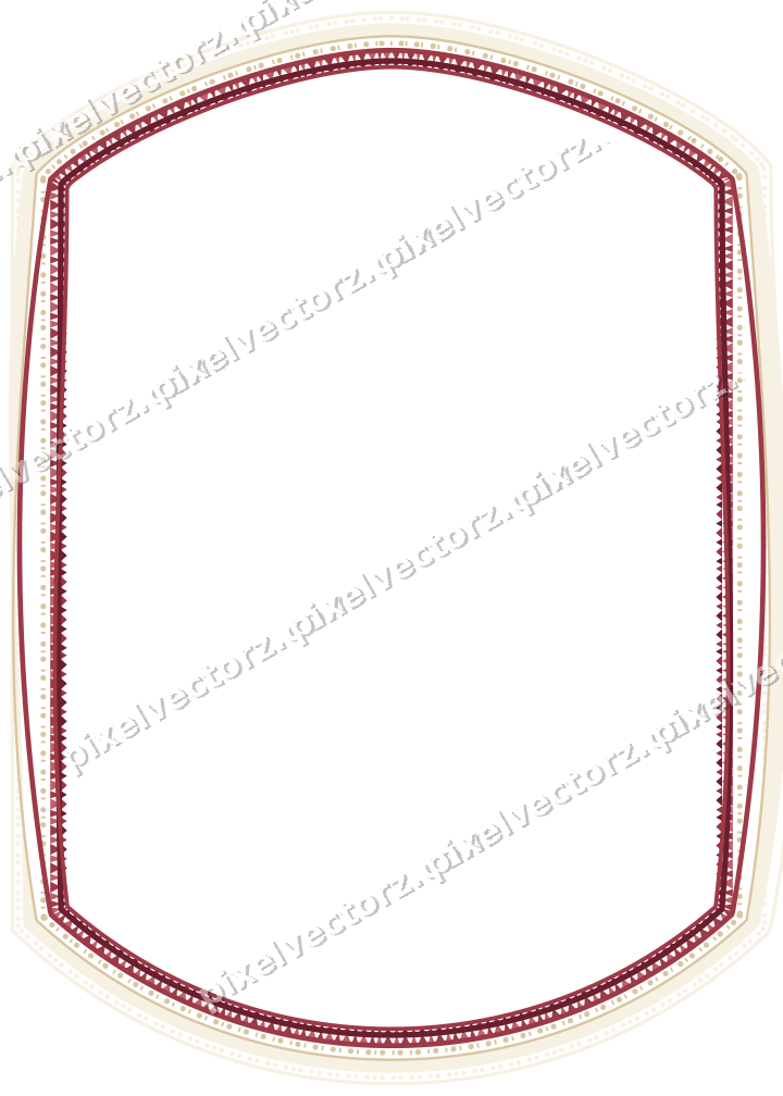 Decorative line art frame in dark pink and red with label plaque
