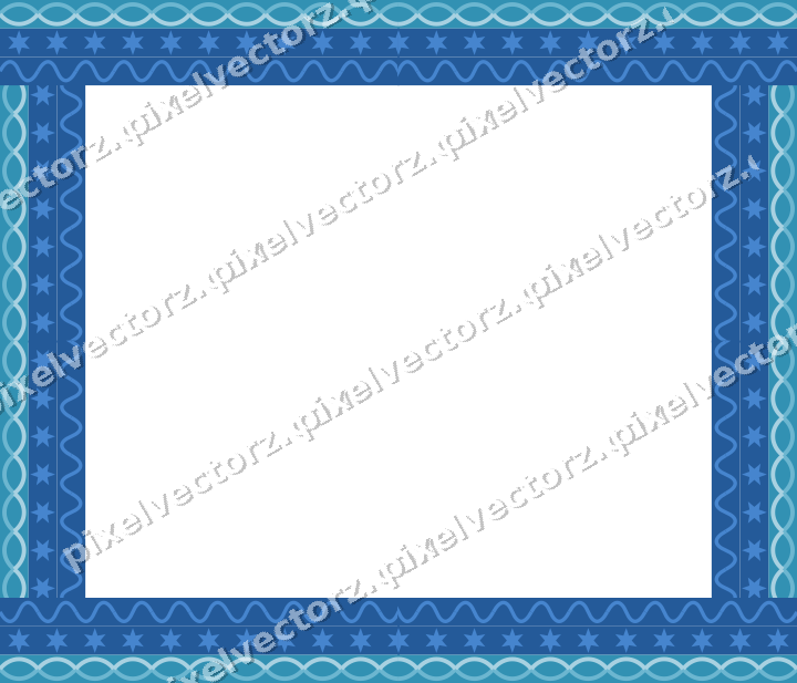Decorative picture frame border in blue and cyan with guilloche