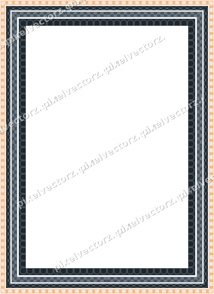 Decorative picture frame border in blue and orange with guilloche