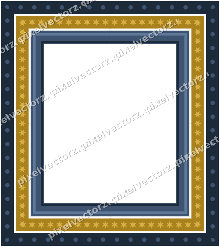 Decorative picture frame border in amber and green with star band