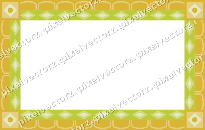 Decorative picture frame border in lime and yellow with arcade frieze