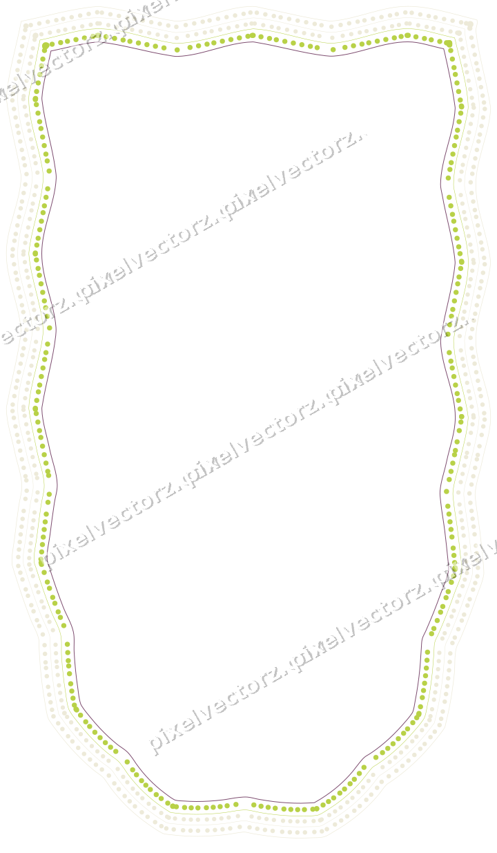 Decorative line art frame in dark magenta and lime with shield