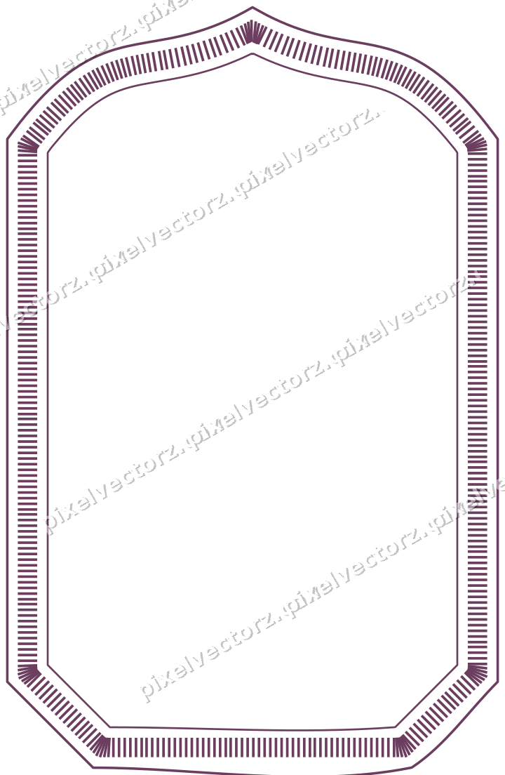 Decorative line art frame in dark magenta and amber with label plaque