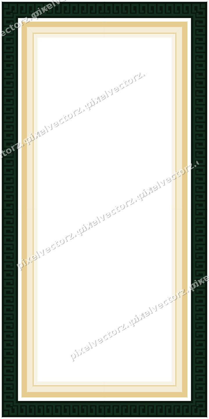 Decorative picture frame border in dark green and amber with greek key