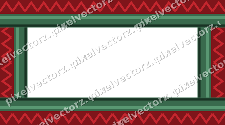Decorative picture frame border in dark green and red with zigzag