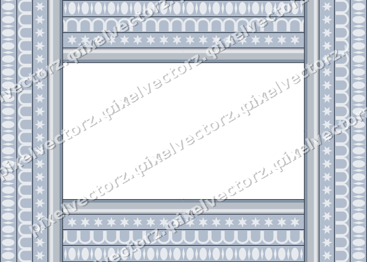 Decorative picture frame border in dark blue and white with star band