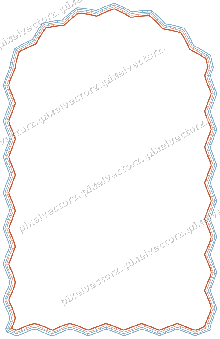 Decorative line art frame in orange and cyan with label plaque