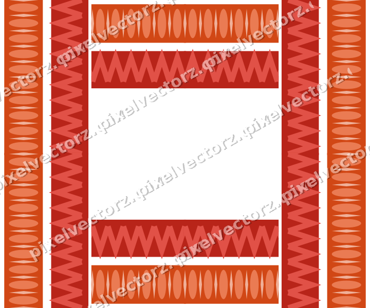 Decorative picture frame border in red and orange with egg and dart