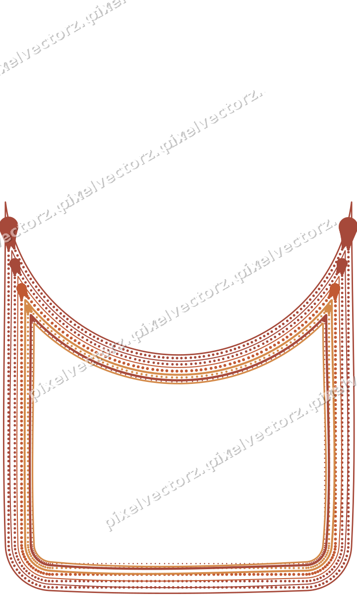 Decorative line art frame in orange and amber with label plaque