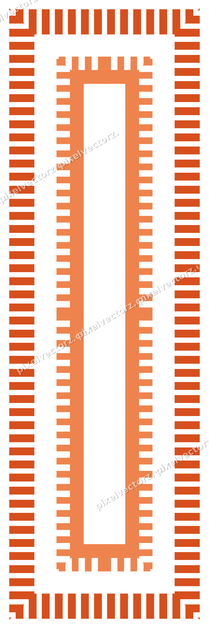 Decorative picture frame border in orange and teal with step band