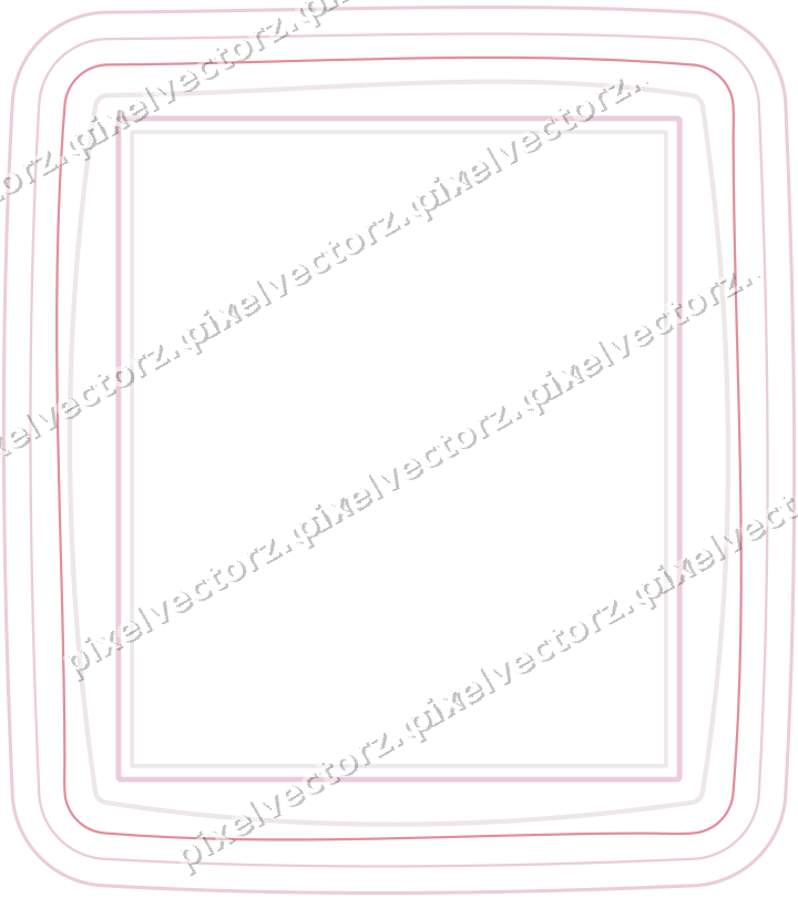 Decorative line art frame in pale pink and pale red with label plaque