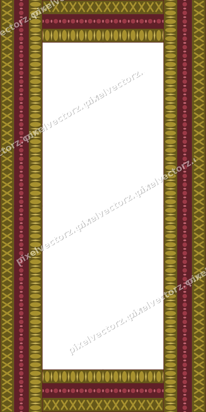 Decorative picture frame border in dark pink and red with cross band