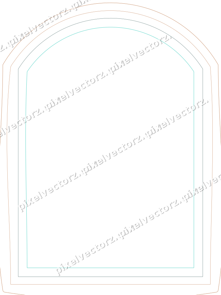 Decorative line art frame in orange and teal with label plaque