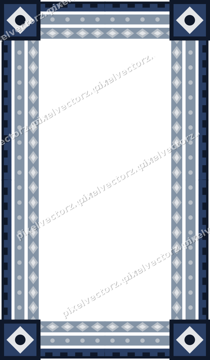 Decorative picture frame border in dark blue and white with dot row