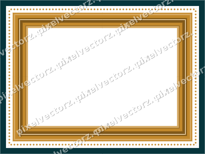 Decorative picture frame border in amber and dark teal with star band