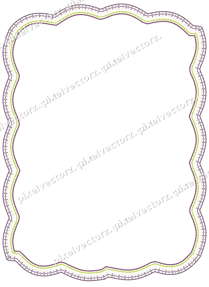 Decorative line art frame in dark magenta and lime with label plaque