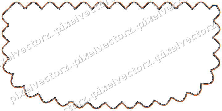 Decorative line art frame in dark blue and orange with shield
