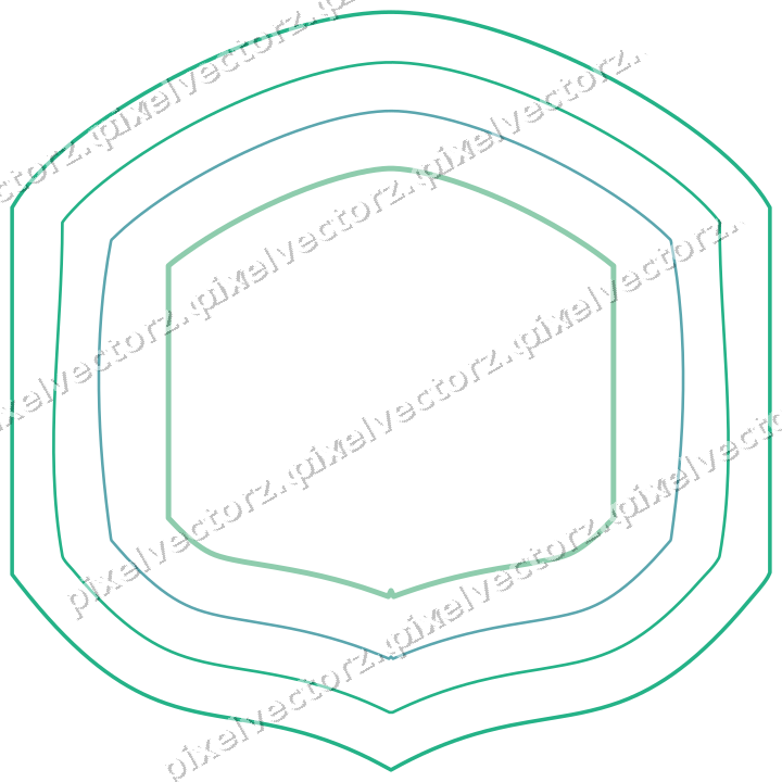 Decorative line art frame in green and teal with label plaque