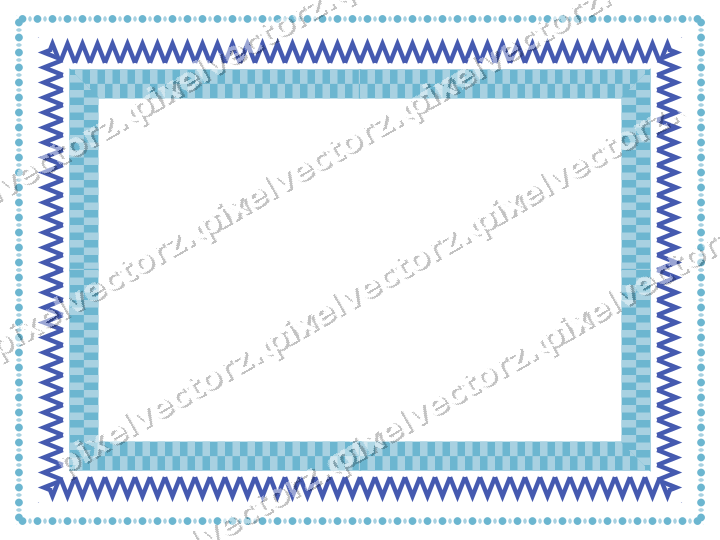 Decorative picture frame border in blue and cyan with zigzag
