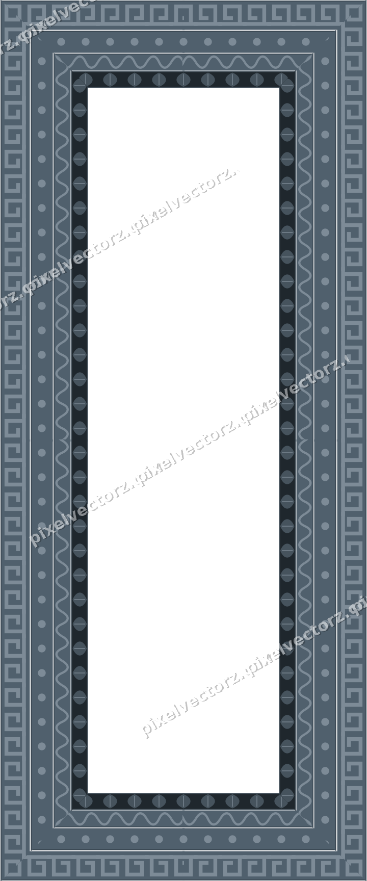 Decorative picture frame border in blue and orange with wave band