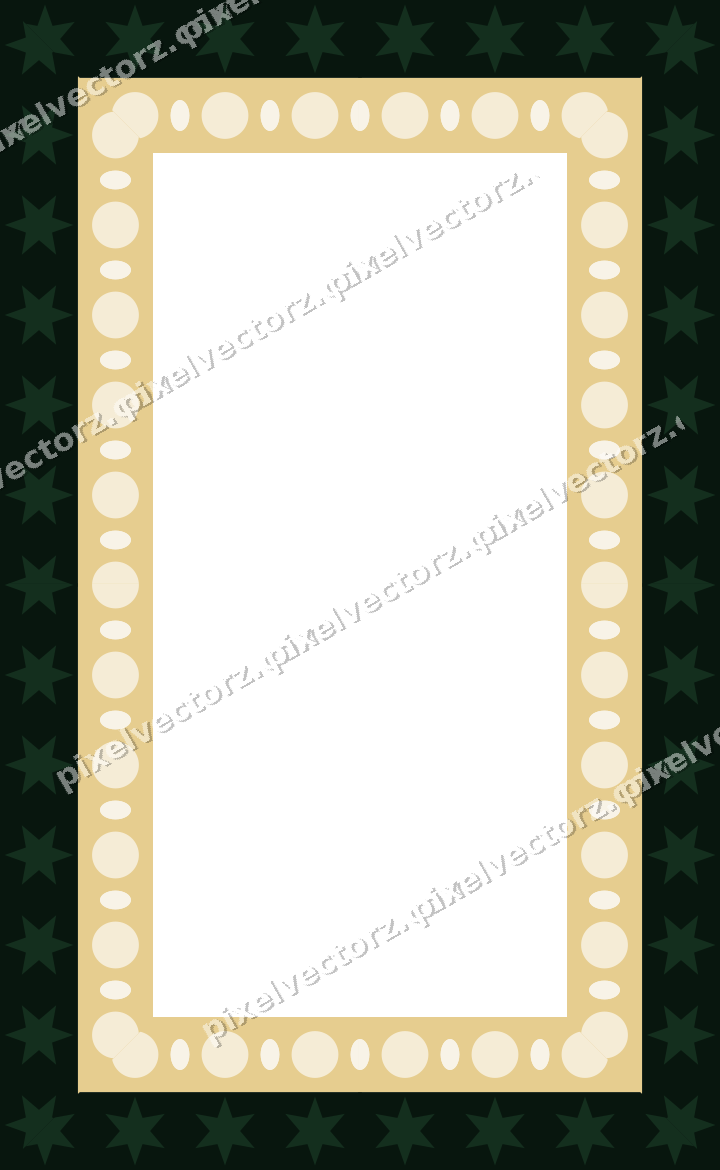 Decorative picture frame border in dark green and amber with star band