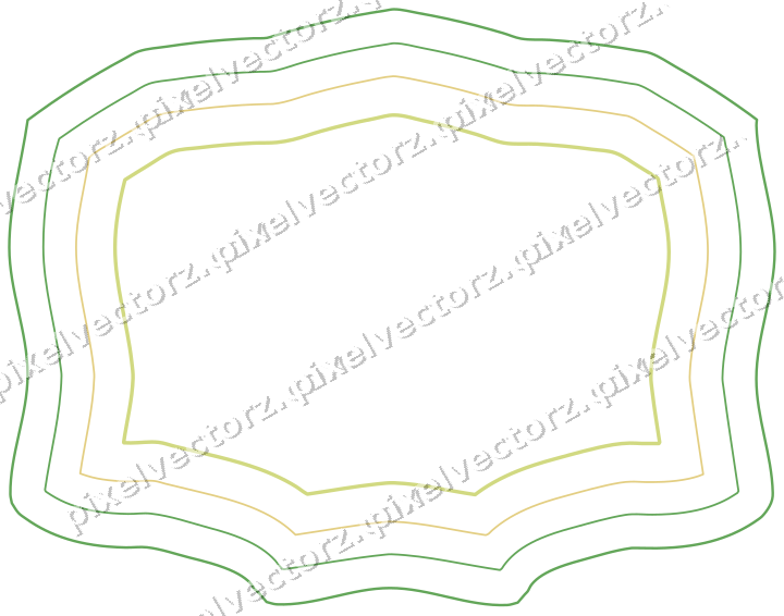 Decorative line art frame in lime and yellow with label plaque
