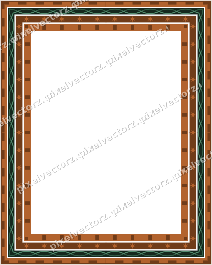 Decorative picture frame border in dark green with step band