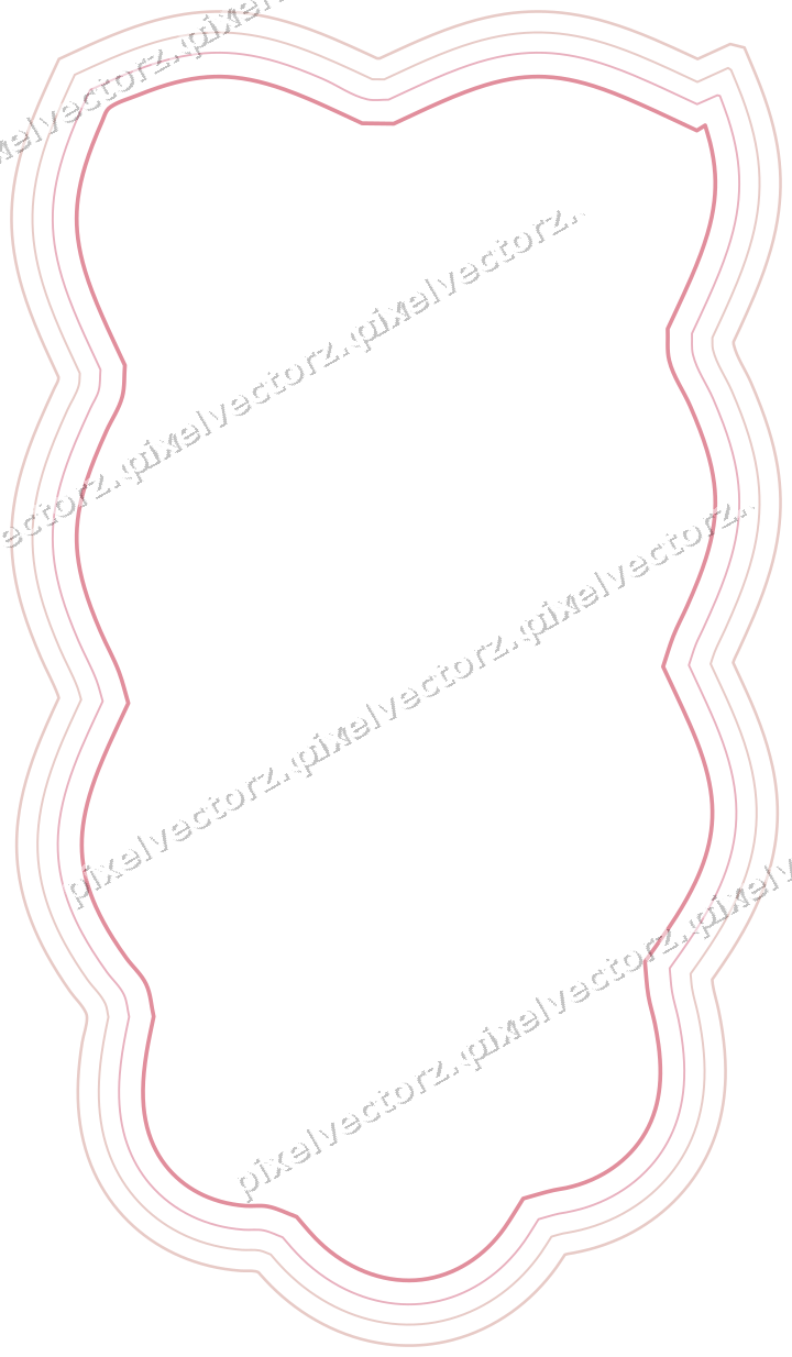 Decorative line art frame in pale pink and pale red with shield