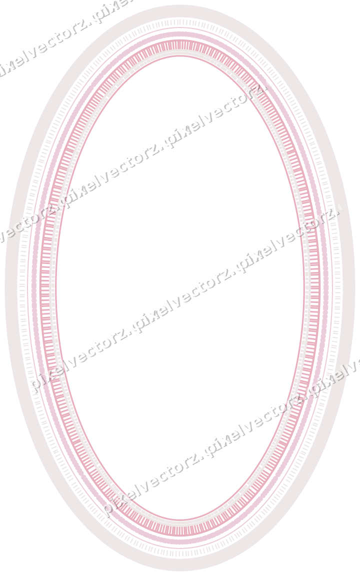 Decorative line art frame in pale pink and pale red with oval