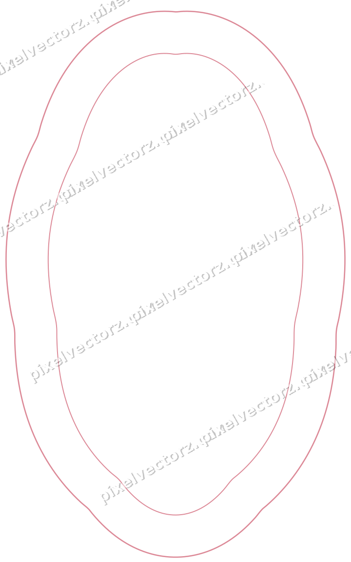 Decorative line art frame in red and orange with oval