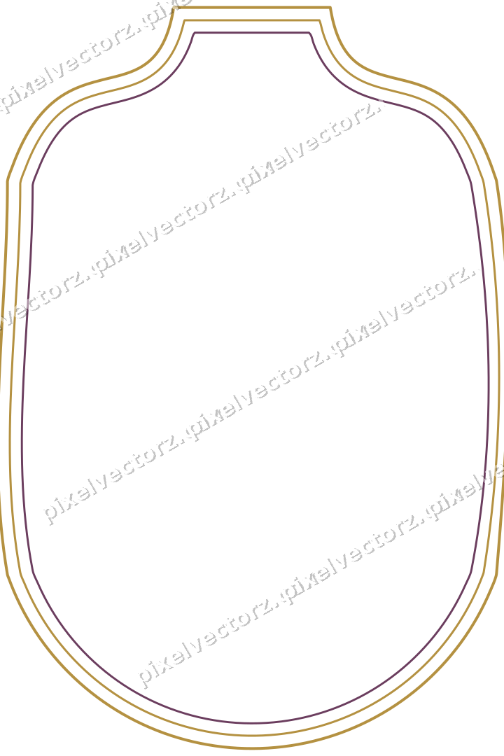 Decorative line art frame in dark magenta and amber with label plaque