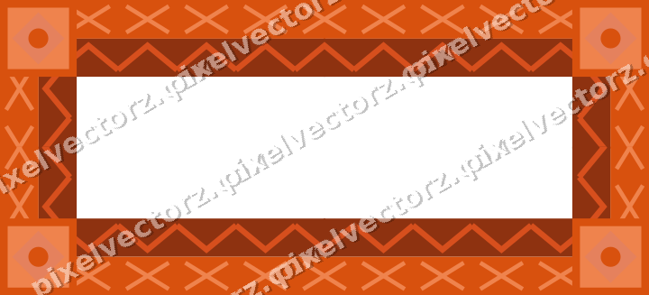 Decorative picture frame border in orange and teal with cross band