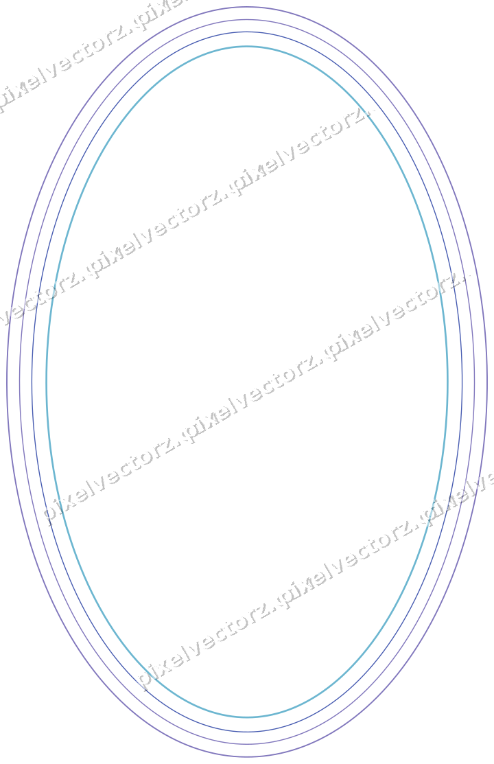 Decorative line art frame in blue and cyan with oval