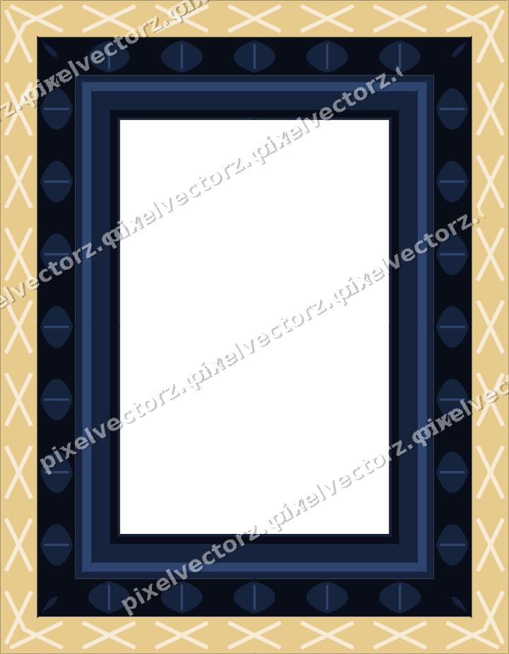 Decorative picture frame border in dark blue with leaf moulding
