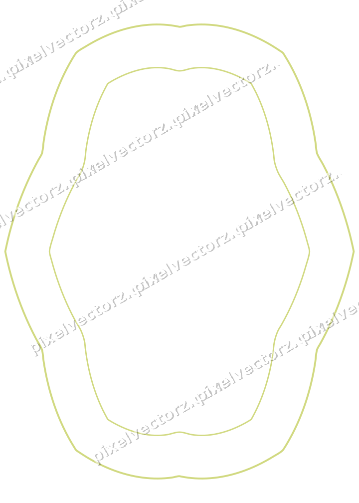 Decorative line art frame in lime and yellow with oval and zigzag edge