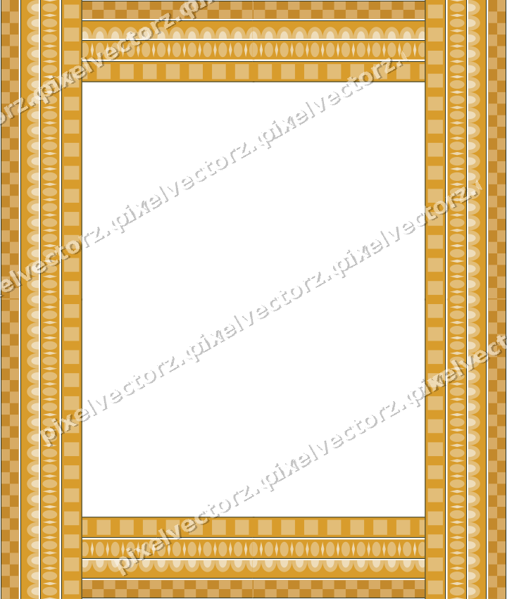 Decorative picture frame border in amber and dark teal with scale band