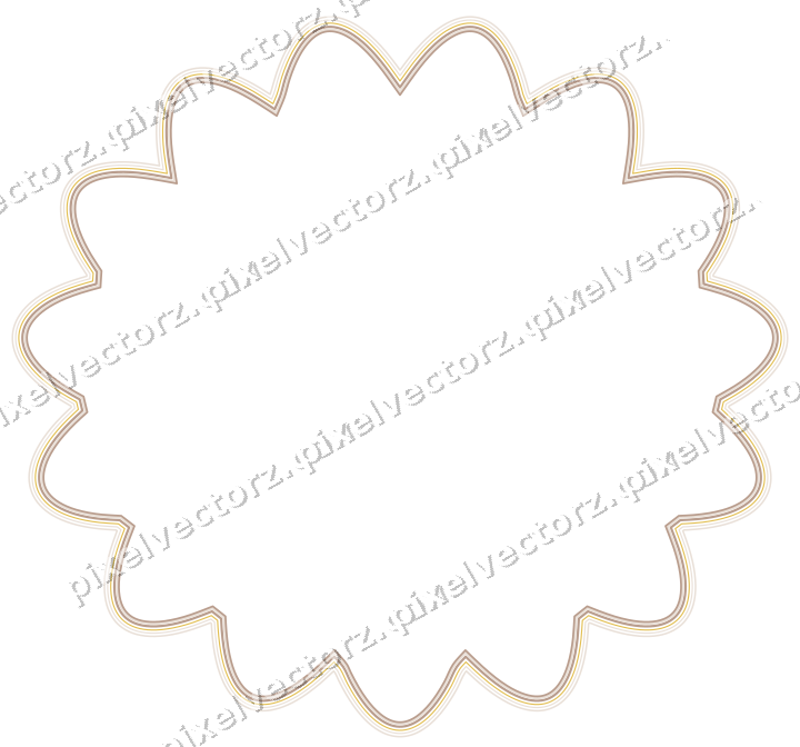 Decorative line art frame in amber and pale orange with oval