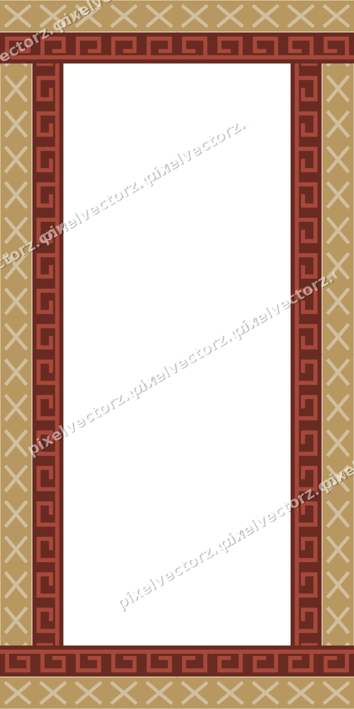 Decorative picture frame border in orange and amber with cross band