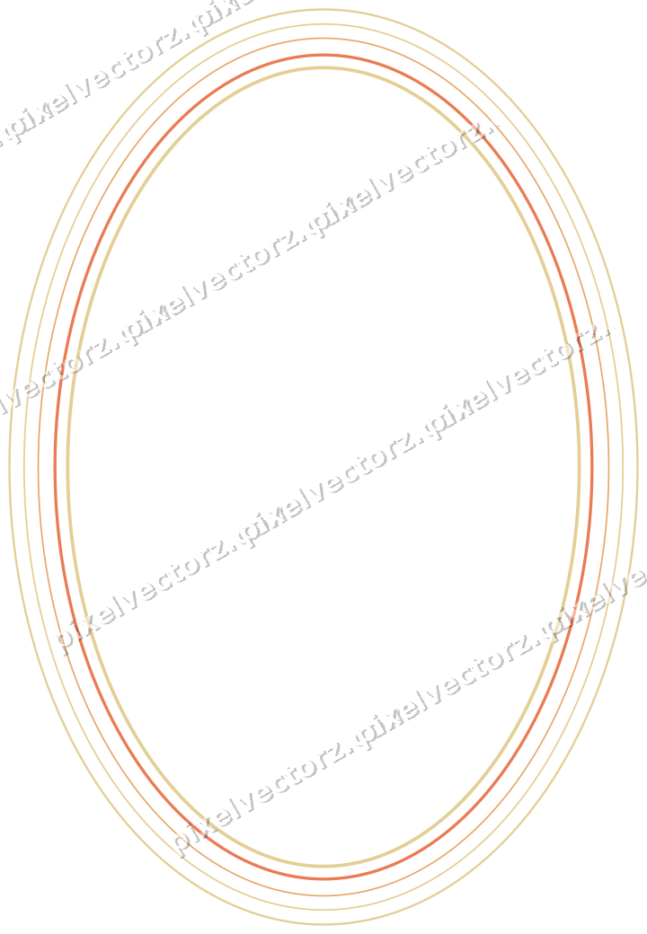 Decorative line art frame in red and orange with oval