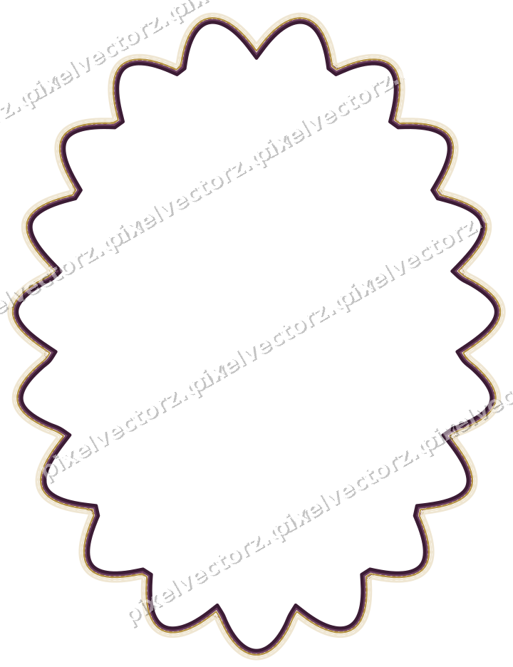 Decorative line art frame in dark magenta and amber with oval