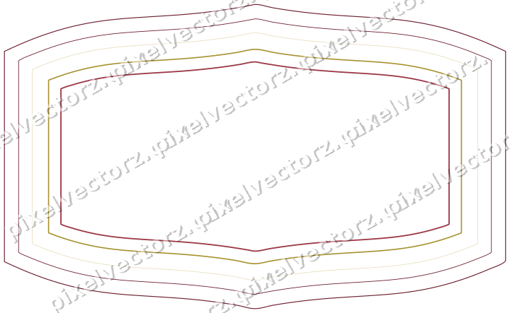 Decorative line art frame in dark pink and red with label plaque