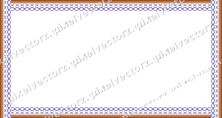 Decorative picture frame border in orange and blue with cross band