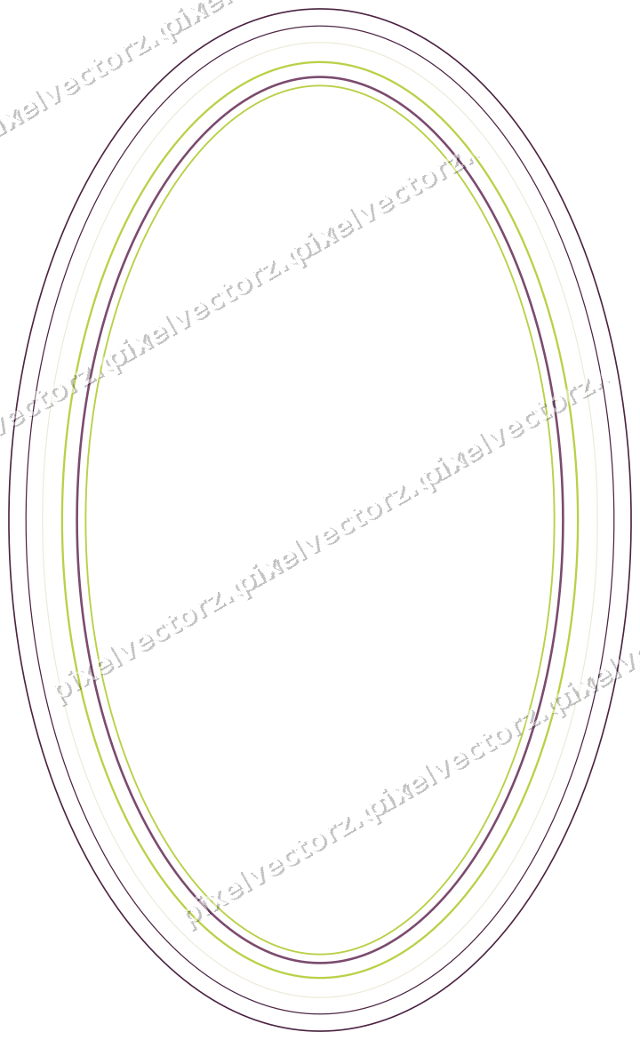 Decorative line art frame in dark magenta and lime with oval